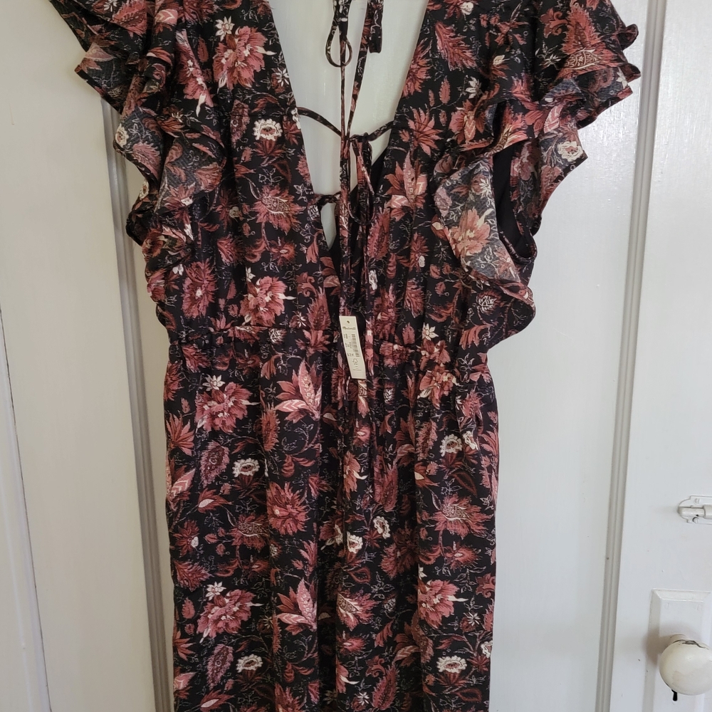 Madewell Floral Black and Pink Women's Jumpsuit Size Large